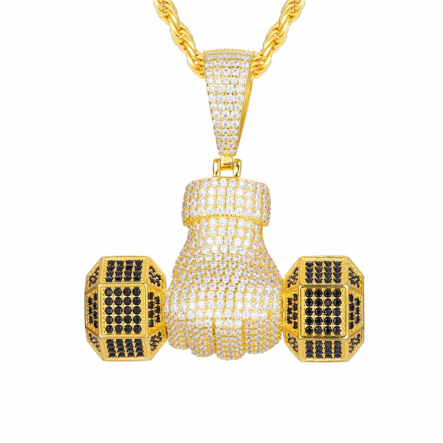 Pendant with Iced-Out Dumbbells-Moissanite Diamond