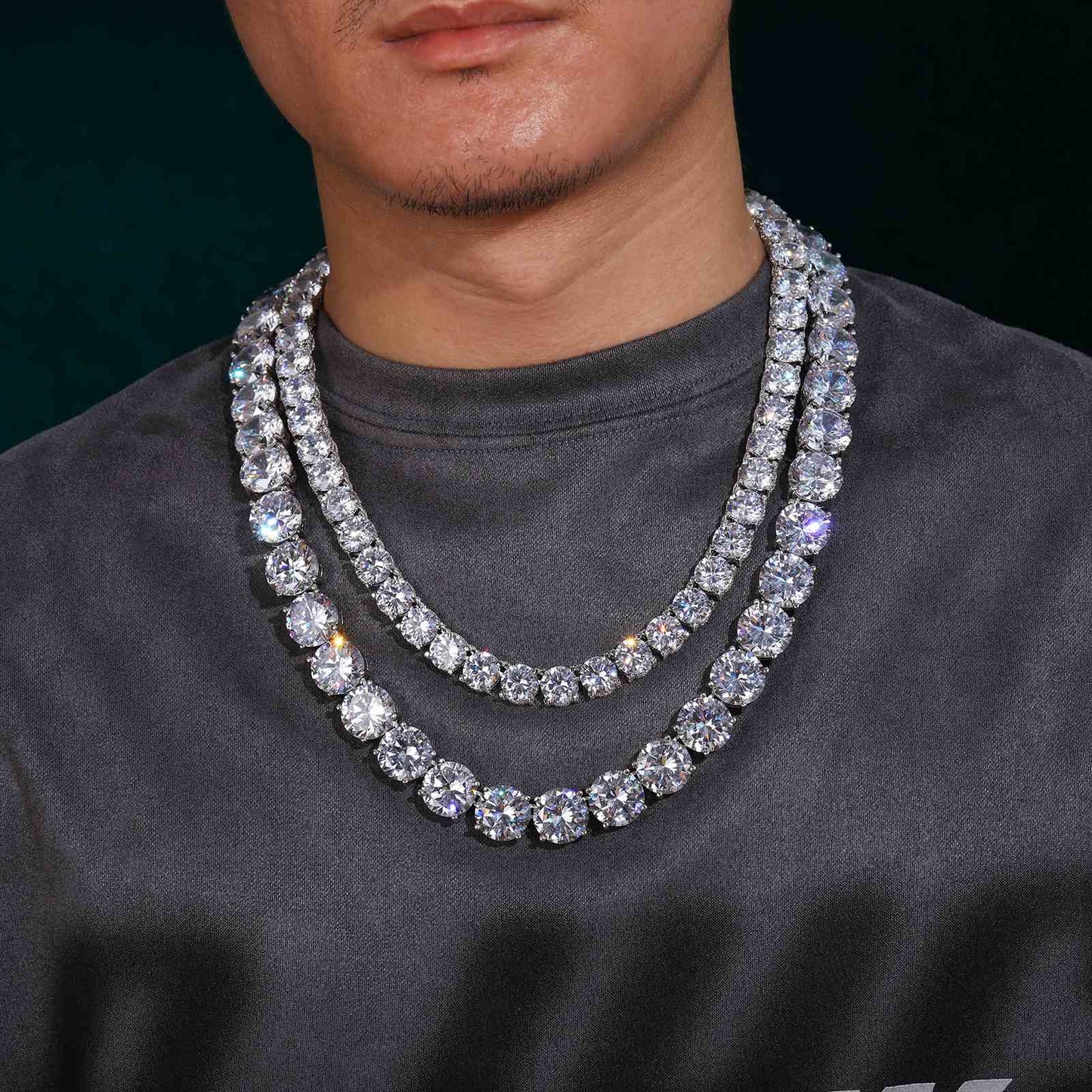 Chain Tennis Cluster with Moissanite Diamond