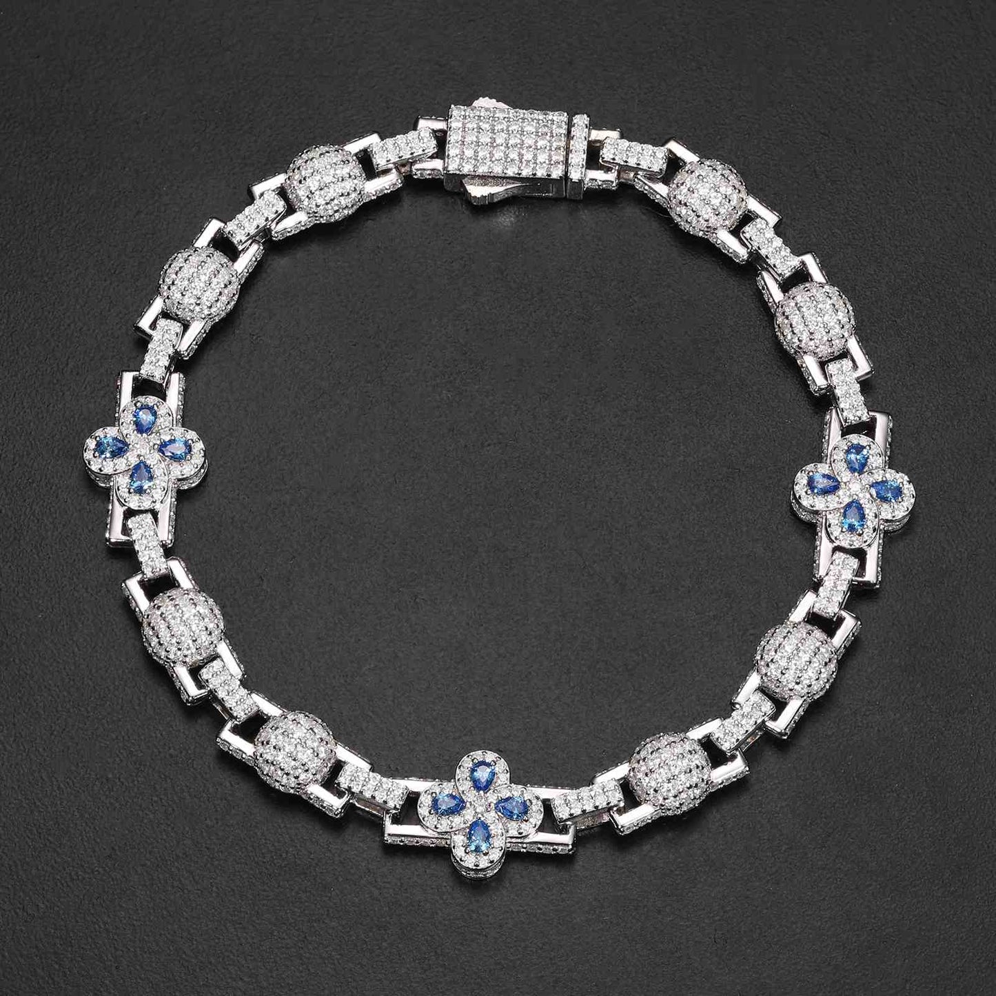 Pear Cut Four Leaf Clover Bracelet with Moissanite Diamond
