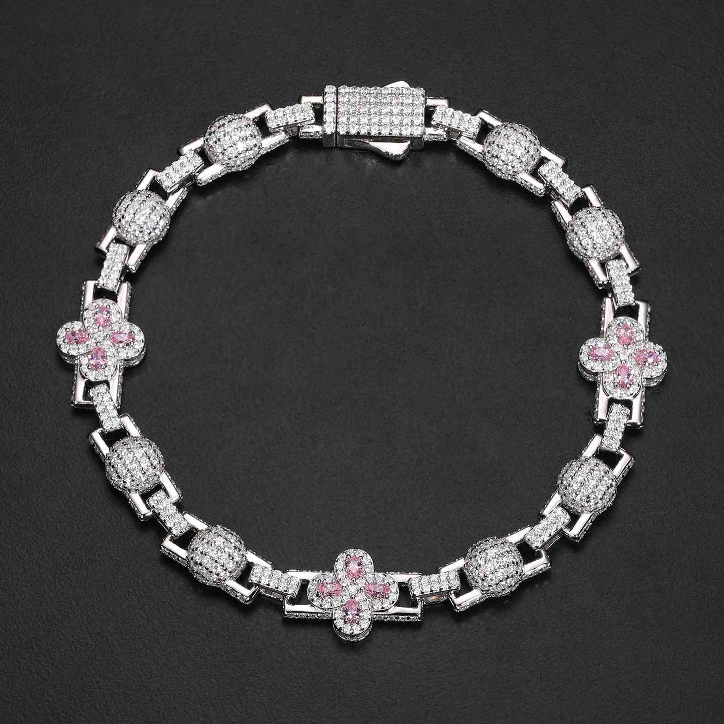 Pear Cut Four Leaf Clover Bracelet with Moissanite Diamond
