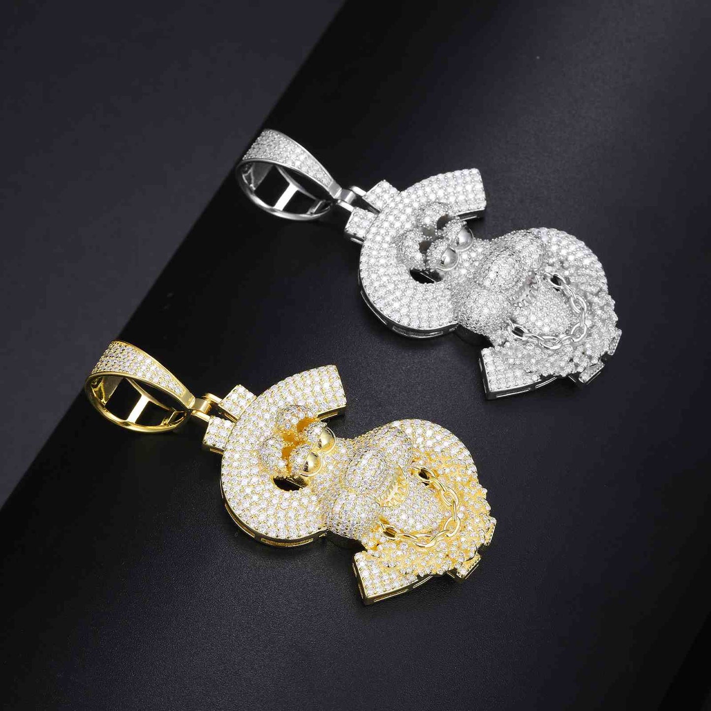 Pendant with a Cartoon Letter 'S' with Moissanite Diamond Diamlux