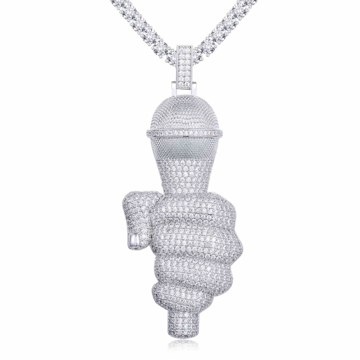 Pendant for Singer Microphone with Moissanite Diamond