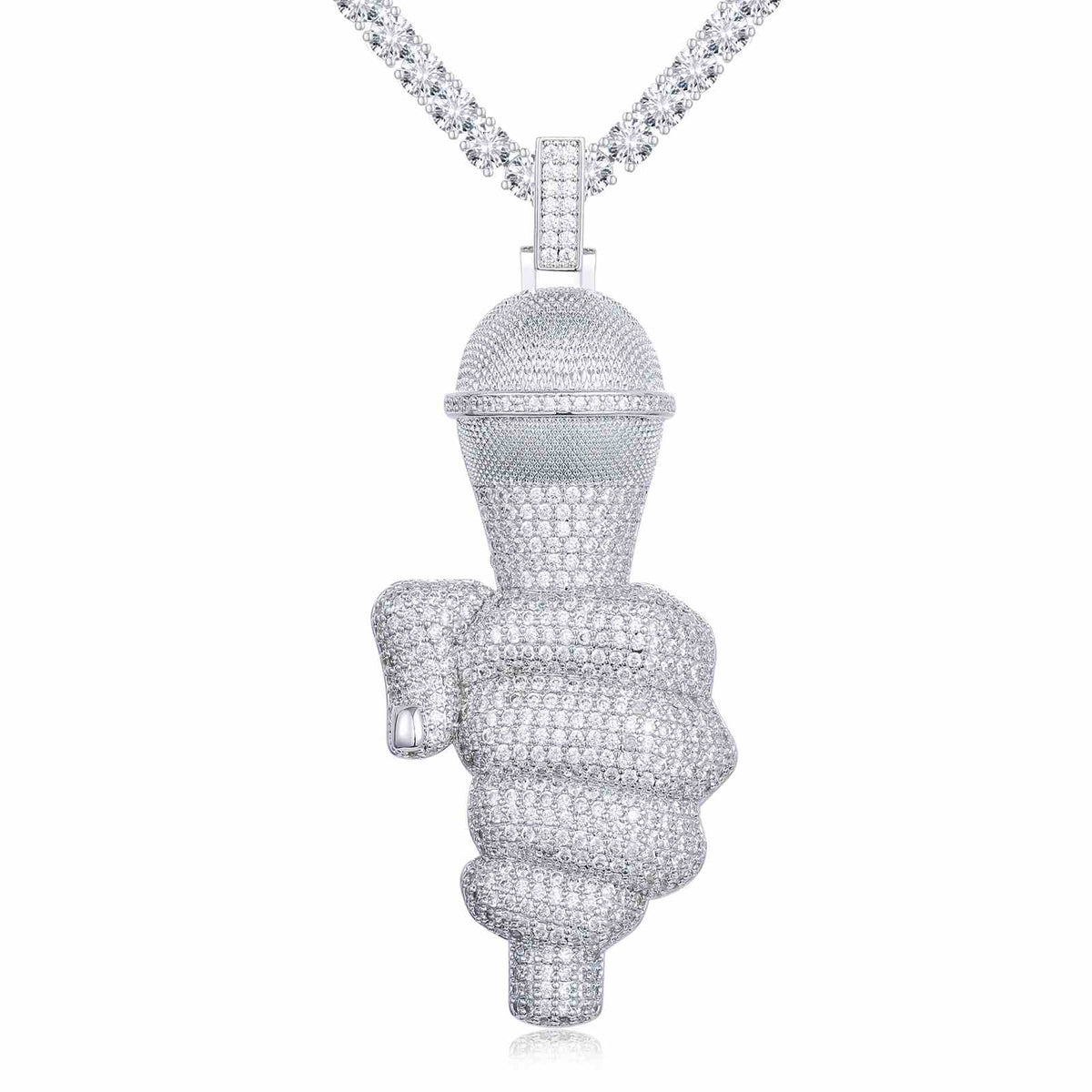 Pendant for Singer Microphone with Moissanite Diamond Diamlux