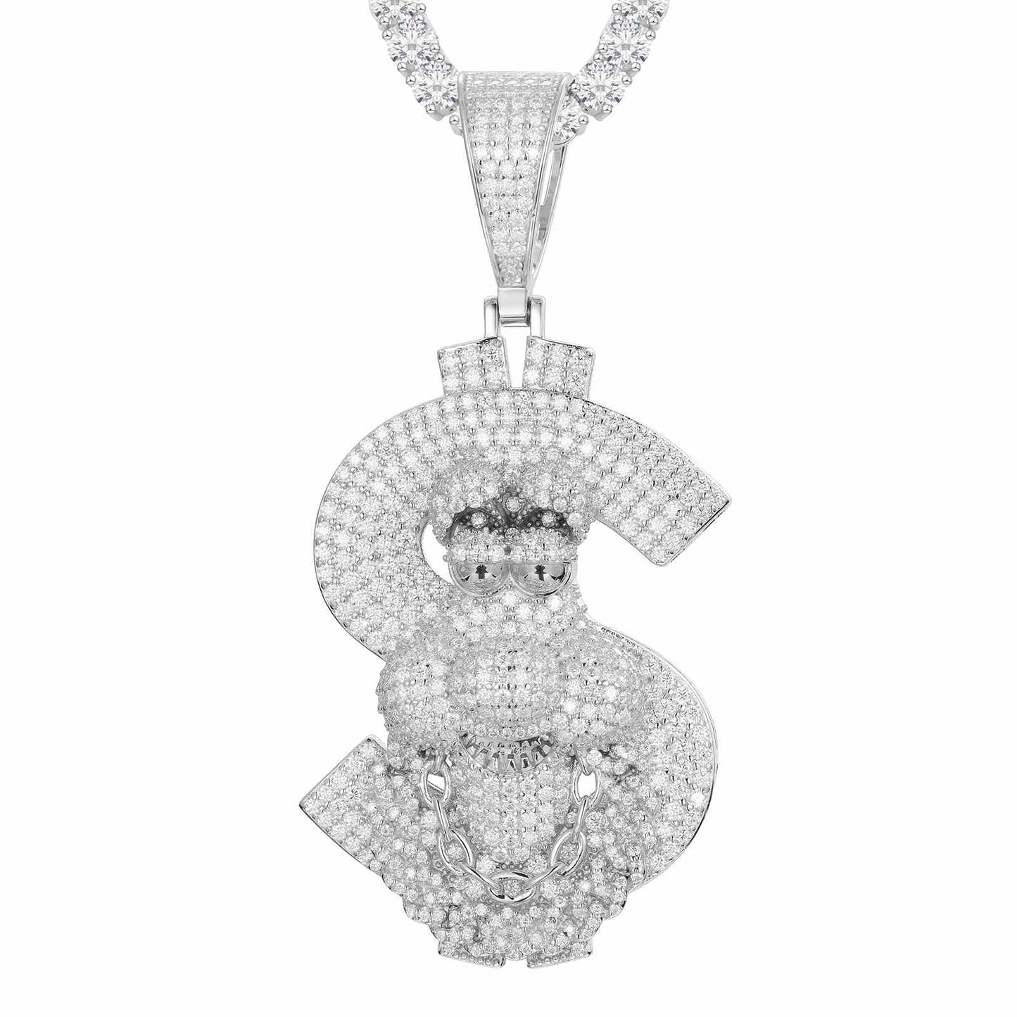 Pendant with a Cartoon Letter 'S' with Moissanite Diamond