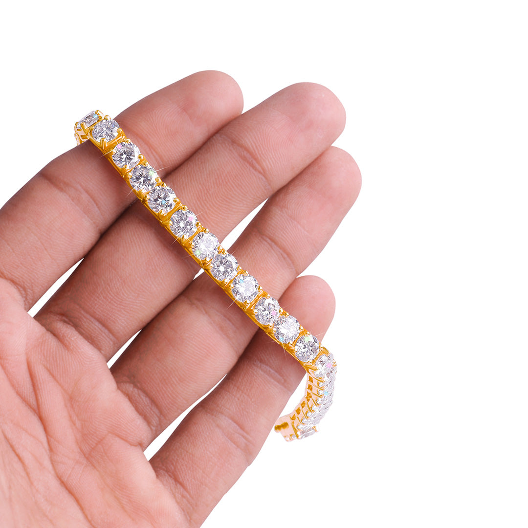 Gold Plated Round Cut Diamond Tennis Bracelet-DX-BC-0100 G