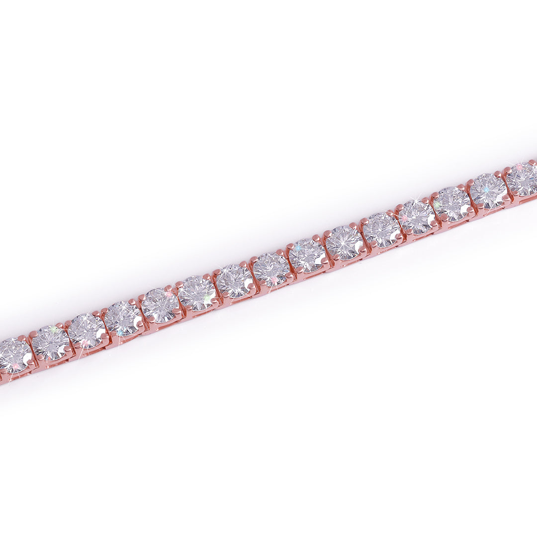 Rose Gold Plated Round Diamond Tennis Bracelet-DX-BC-0100 R