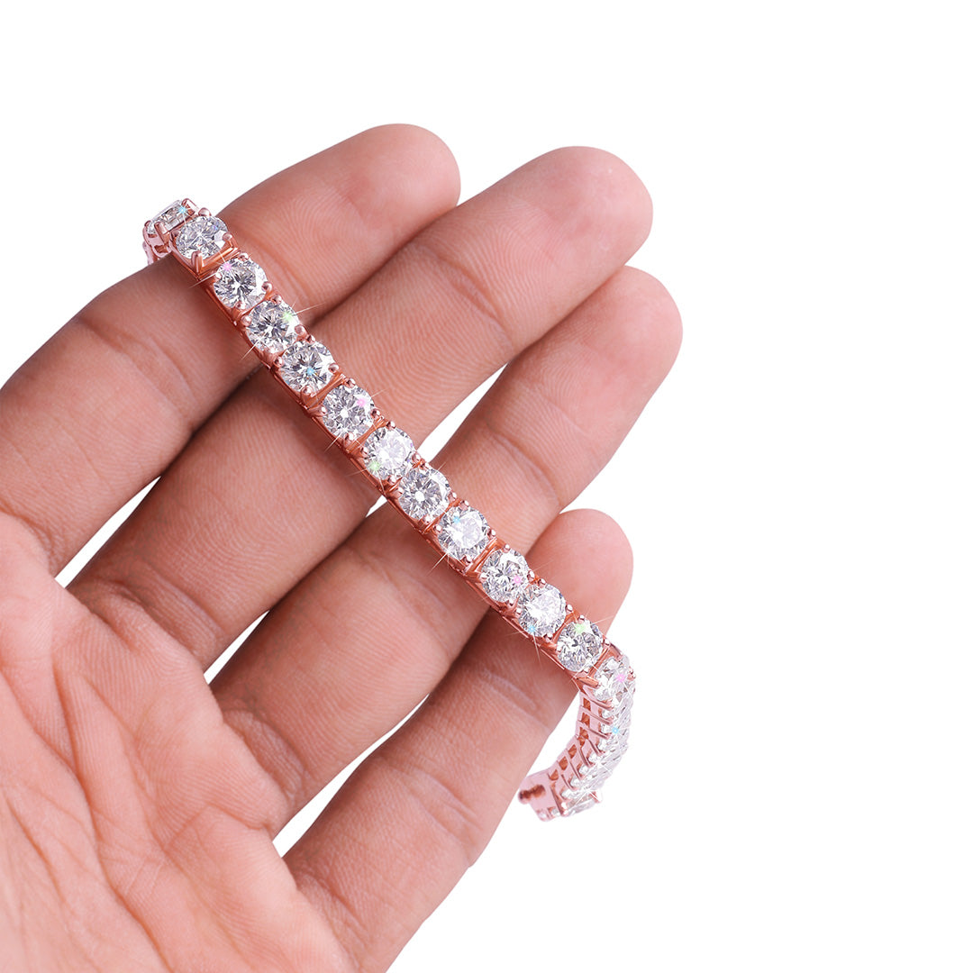 Rose Gold Plated Round Diamond Tennis Bracelet-DX-BC-0100 R