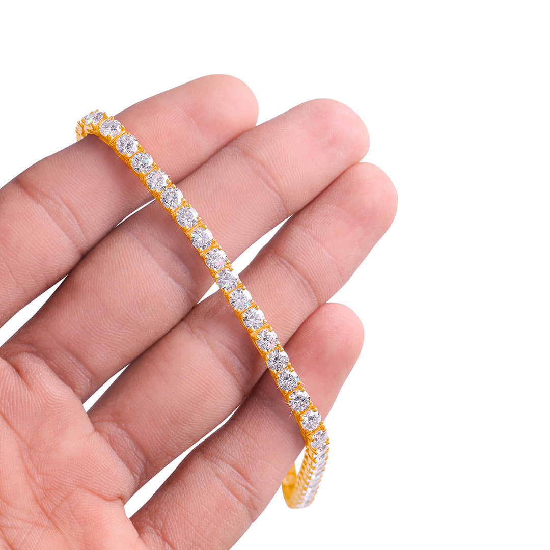 Gold Plated Slim Diamond Tennis Bracelet-DX-BC-0101 G Diamlux