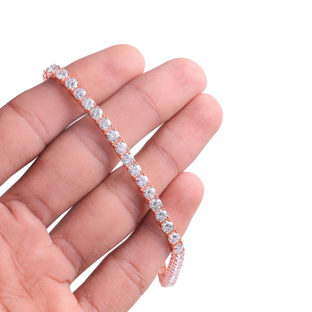 Rose Gold Slim Diamond Tennis Bracelet Diamlux