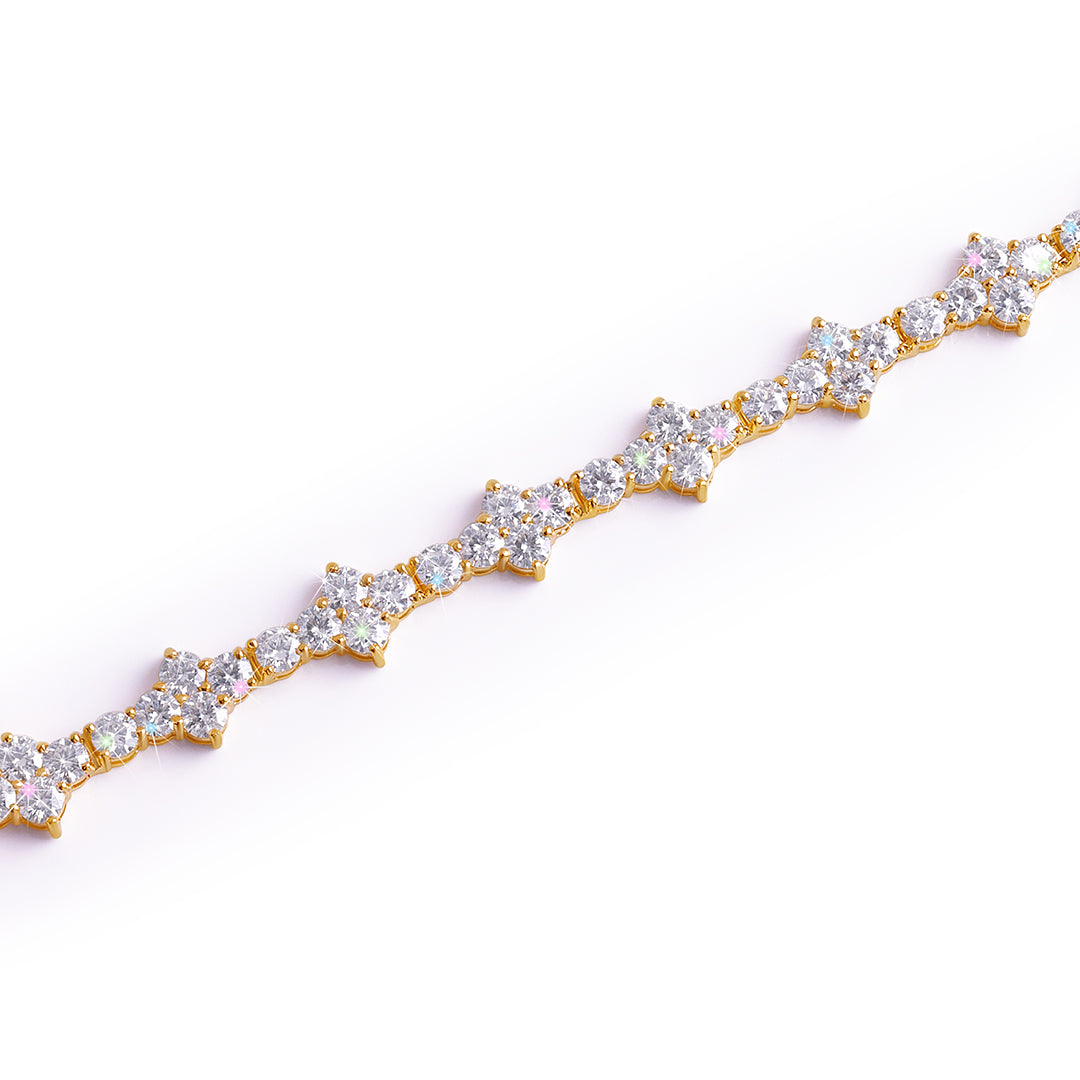 Gold Plated Floral Cluster Diamond Bracelet-DX-BC-0102 G