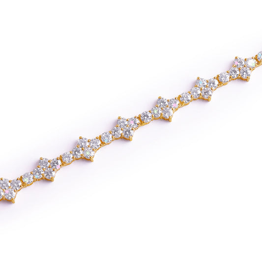 Gold Plated Floral Cluster Diamond Bracelet-DX-BC-0102 G Diamlux