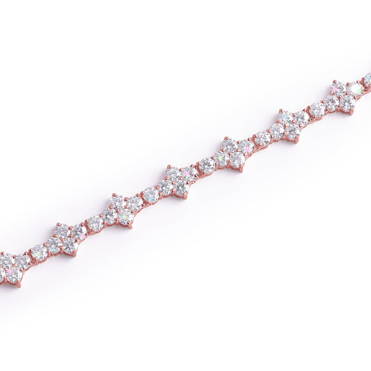 Rose Gold Floral Cluster Tennis Bracelet-DX-BC-0102 R Diamlux