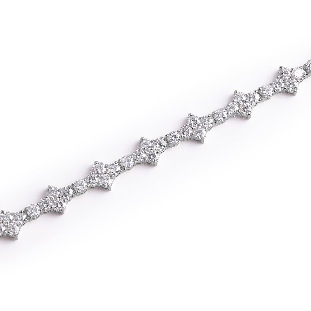 White Gold Floral Diamond Cluster Bracelet-DX-BC-0102 S