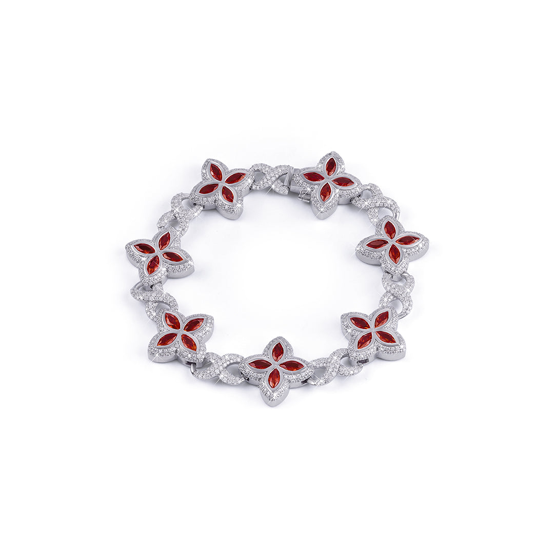 Moissanite Red Diamond Flower Bracelet -DX-BC-0107