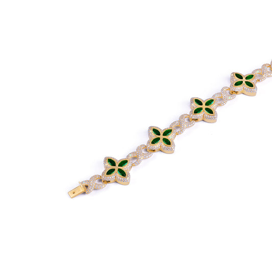 Emerald Bloom Bracelet in Gold Plated with Moissanite Diamond -DX-BC-0108 Diamlux
