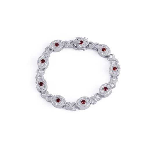 Red Ruby Evil Eye Protection Bracelet in White Gold-DX-BC-0110 Diamlux