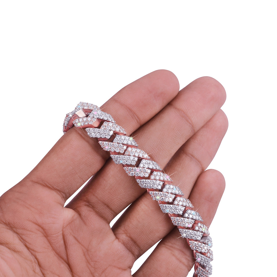 Rose Gold Diamond Cuban Link Bracelet – Bold Sparkle-DX-BC-0112