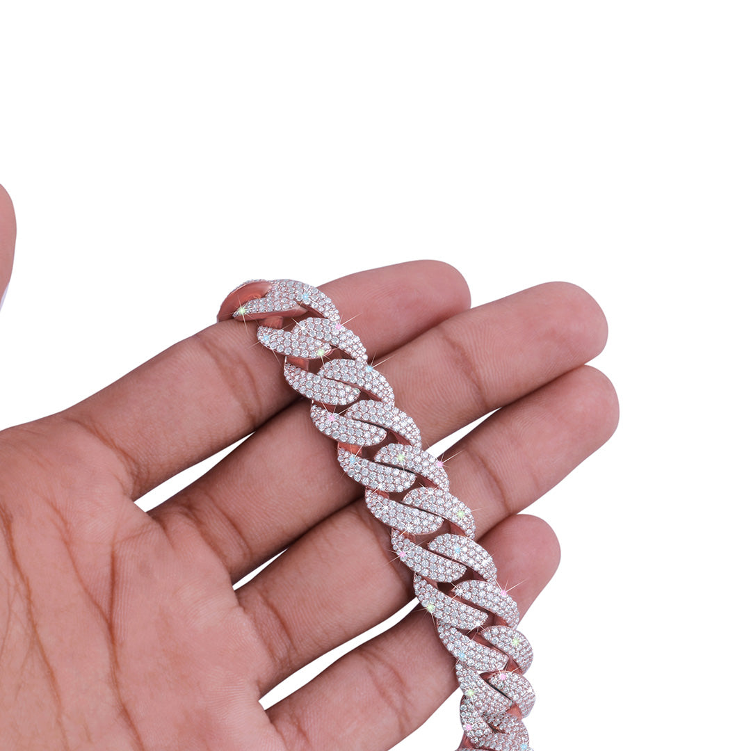 Rose Gold Fully Iced Cuban Link Bracelet – Premium Shine-DX-BC-0113