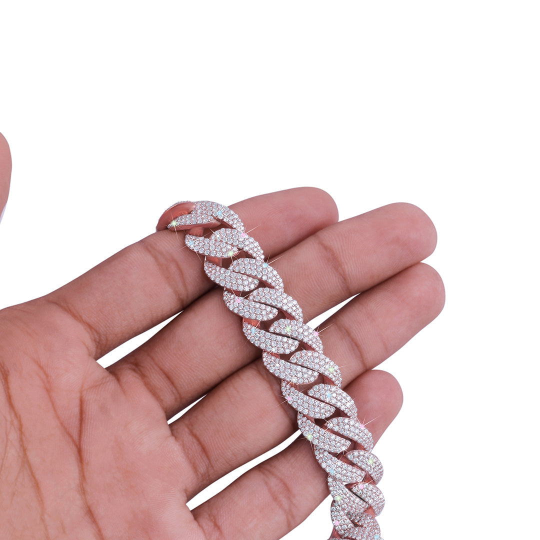 Rose Gold Fully Iced Cuban Link Bracelet – Premium Shine-DX-BC-0113 Diamlux