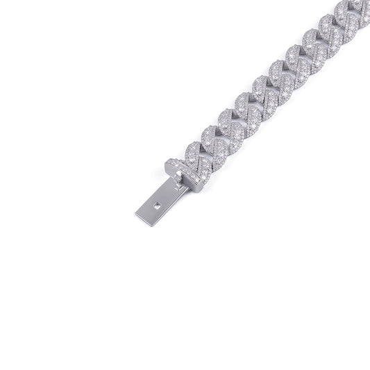 White Gold Diamond Cuban Link Bracelet – Classic Edition-DX-BC-0114 Diamlux