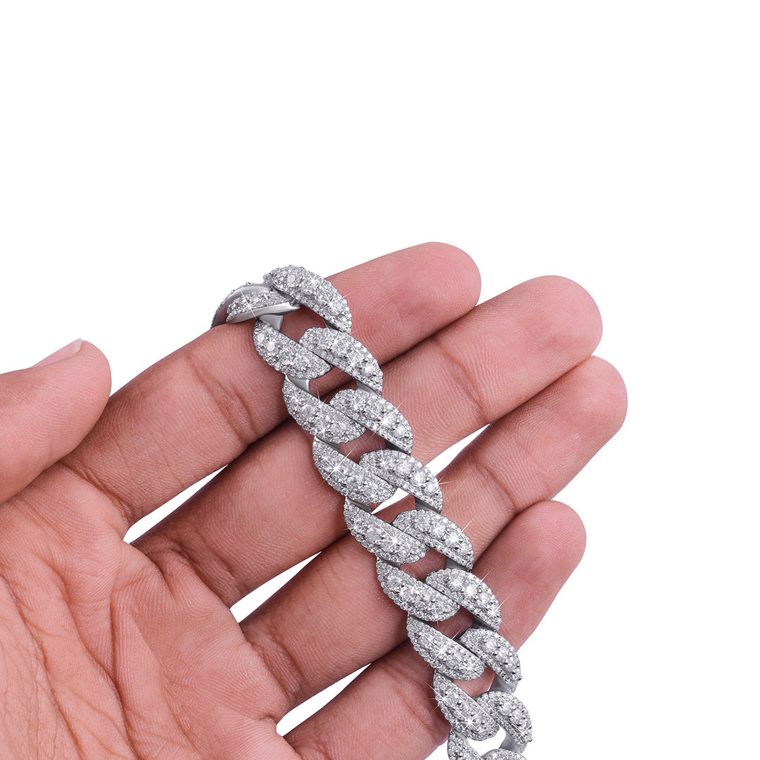 White Gold Diamond Cuban Link Bracelet – Classic Edition-DX-BC-0114 Diamlux