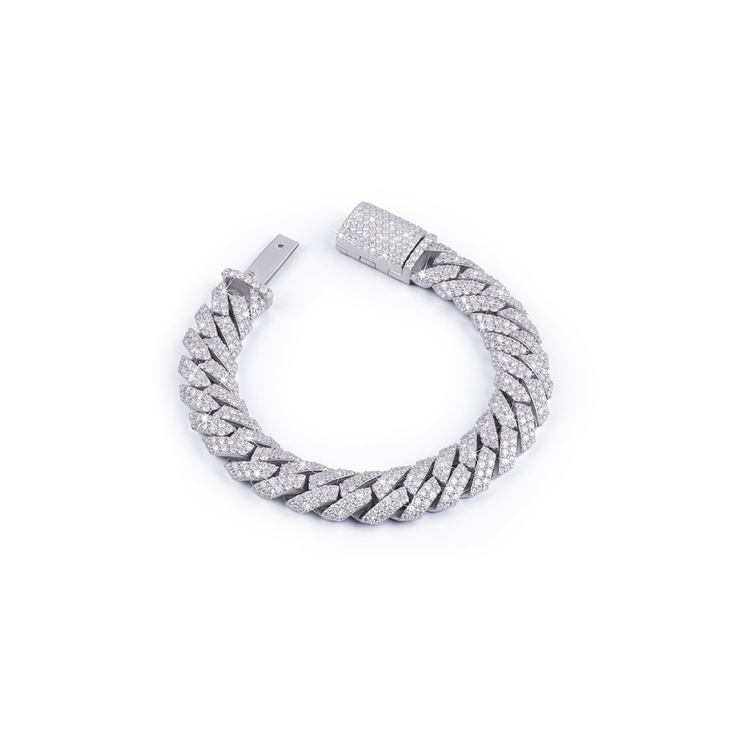 Thick Iced-Out White Gold Cuban Link Bracelet – High Shine-DX-BC-0115