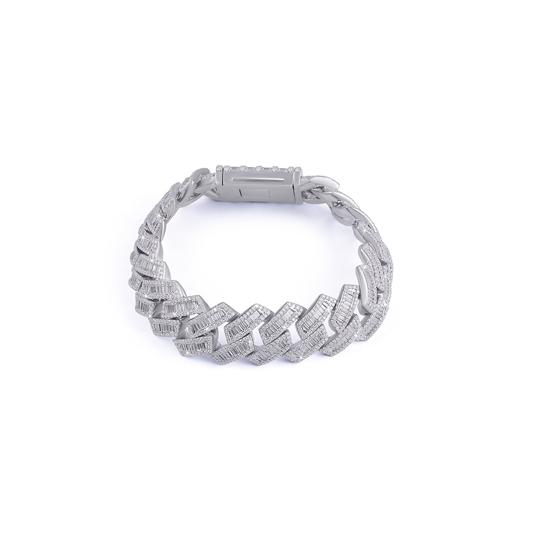 Baguette Cut Moissanite Diamond Cuban Bracelet – Geometric Glam-DX-BC-0116