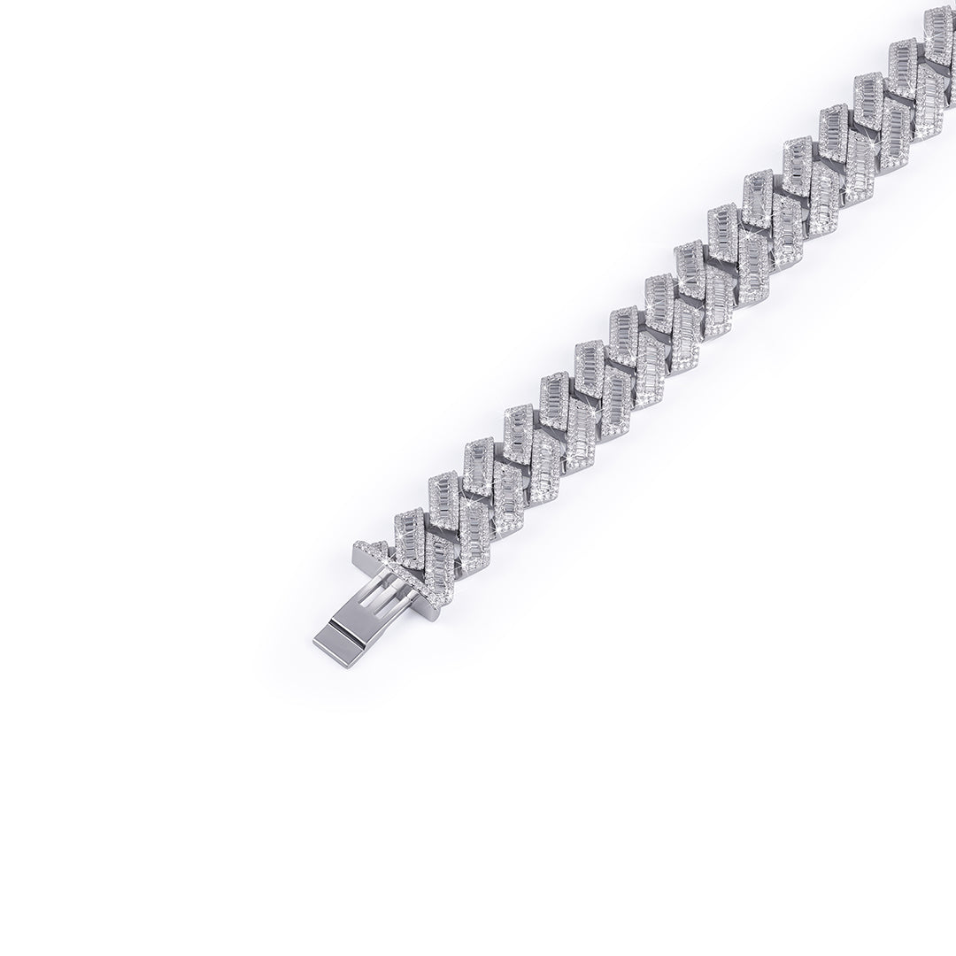 Baguette Cut Moissanite Diamond Cuban Bracelet – Geometric Glam-DX-BC-0116