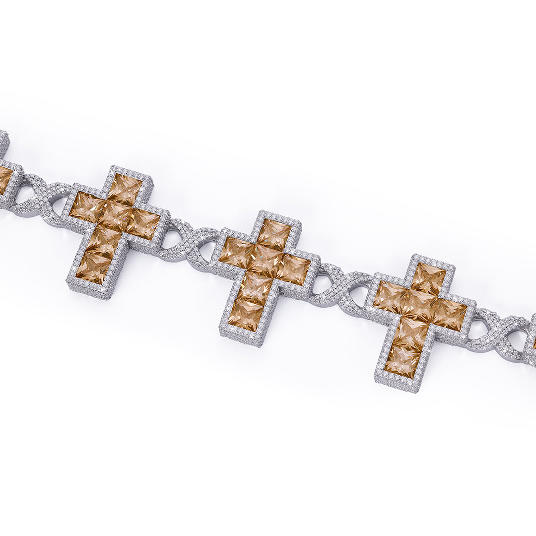 Golden Cross Diamond Bracelet – Royal Religious Style-DX-BC-0118