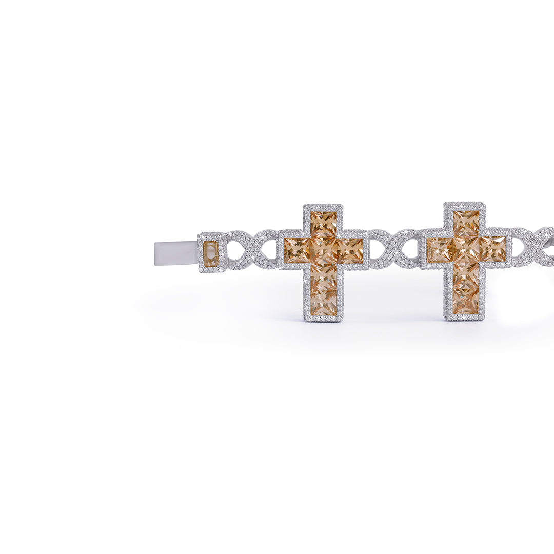 Golden Cross Diamond Bracelet – Royal Religious Style-DX-BC-0118 Diamlux