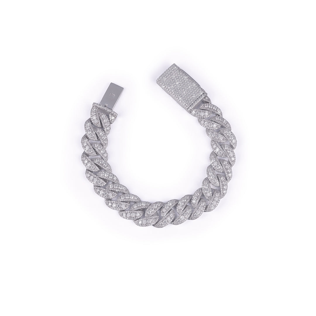 Iced Out Cuban Link Bracelet in White Gold-DX-BC-0125