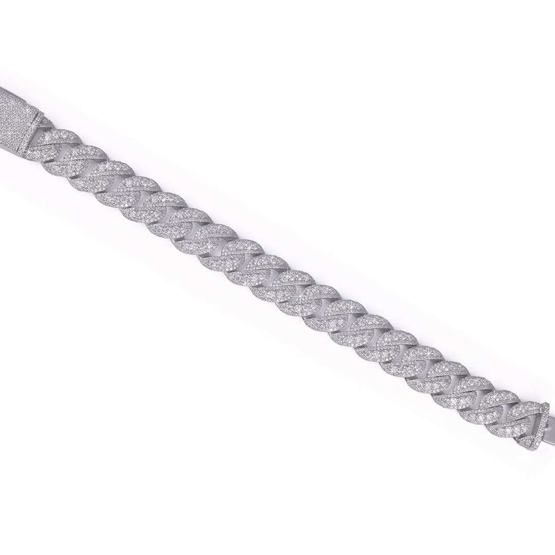Iced Out Cuban Link Bracelet in White Gold-DX-BC-0125