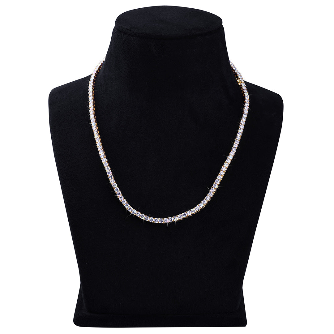 Gold Plated Round-Cut Diamond Tennis Chain -DX-CN-0100G