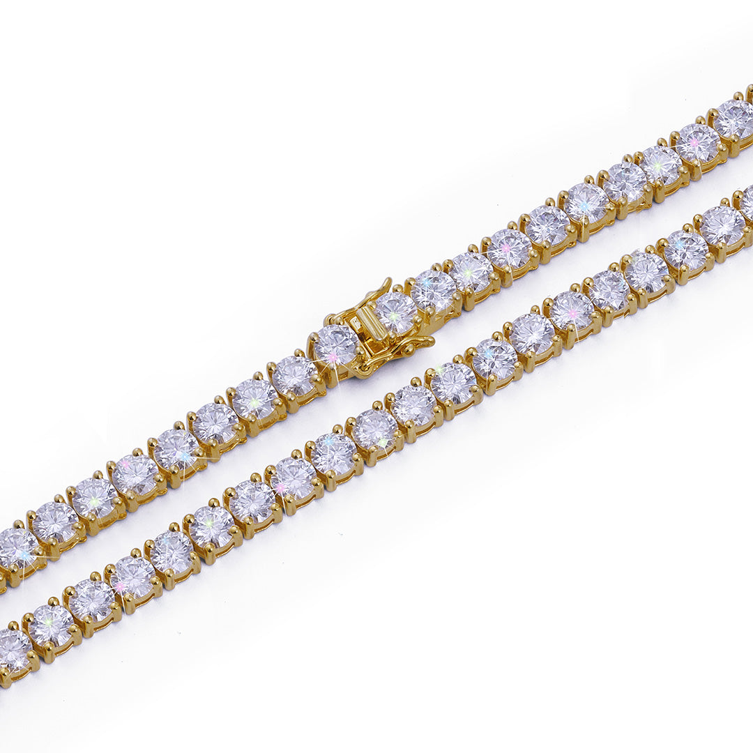 Gold Plated Round-Cut Diamond Tennis Chain -DX-CN-0100G