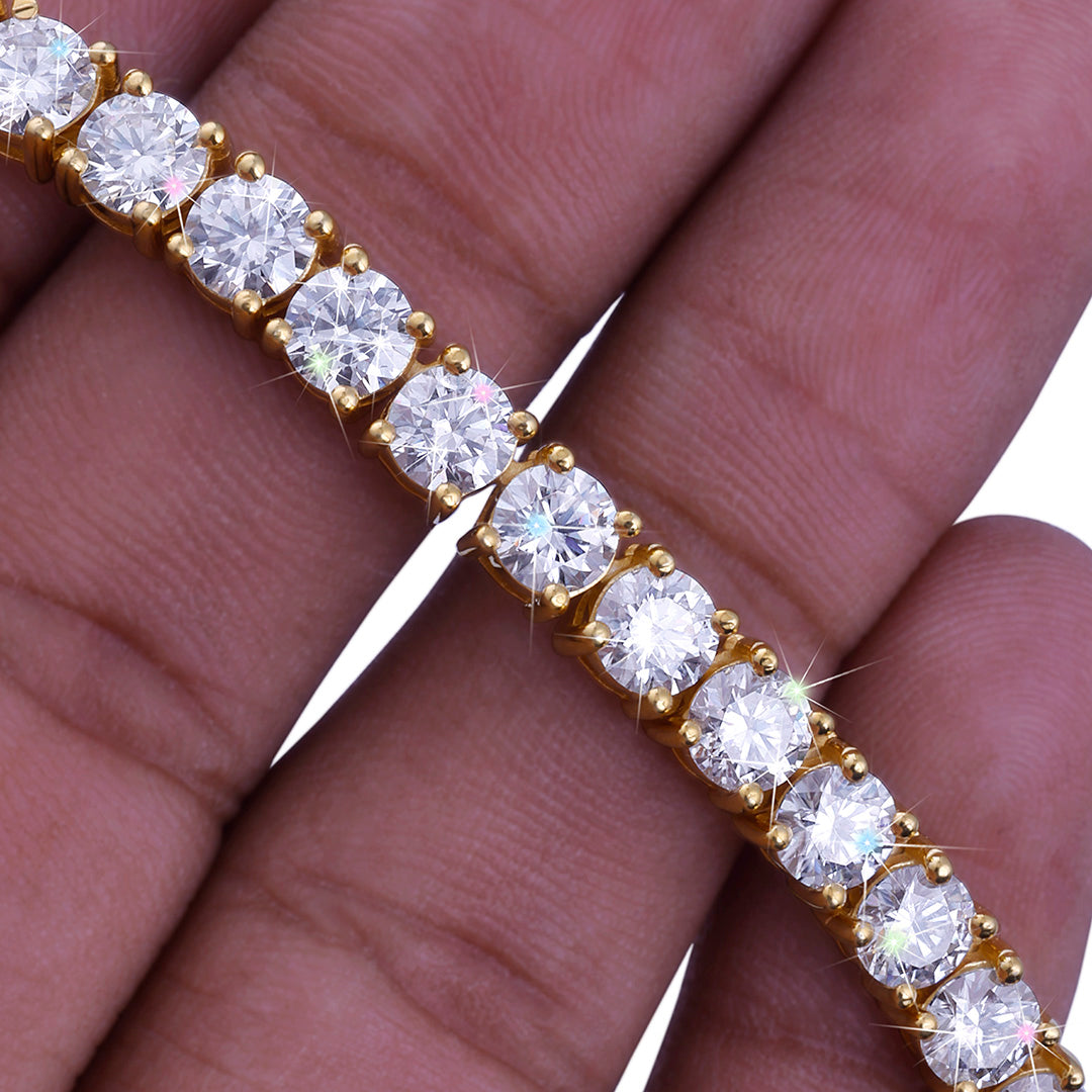 Gold Plated Round-Cut Diamond Tennis Chain -DX-CN-0100G Diamlux