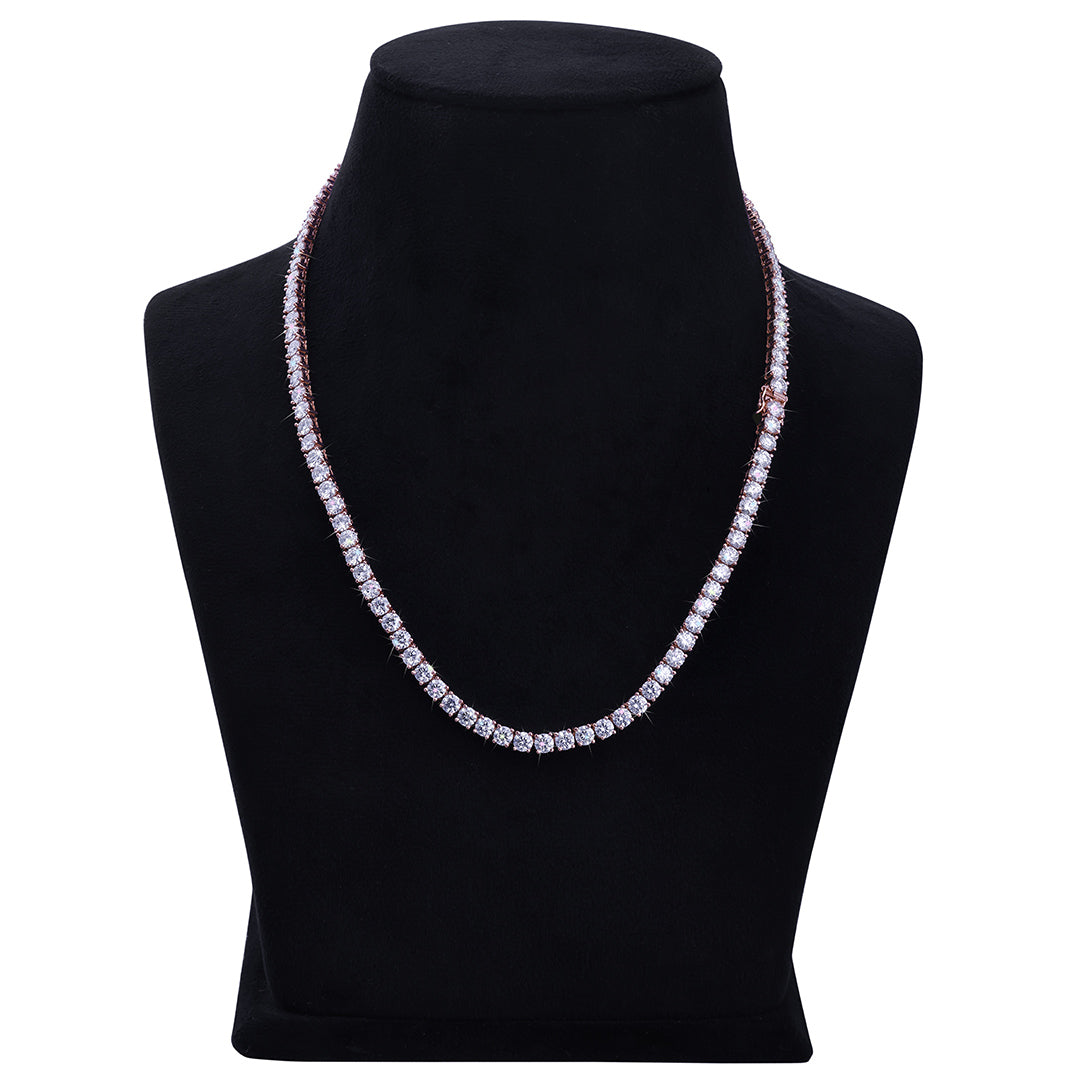 Rose Gold Round-Cut Diamond Tennis Chain-DX-CN-0100R