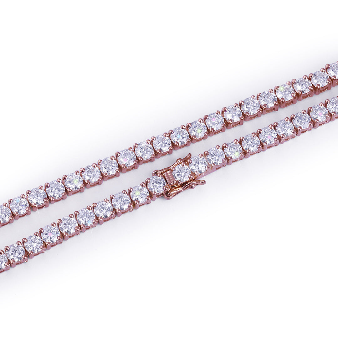 Rose Gold Round-Cut Diamond Tennis Chain-DX-CN-0100R