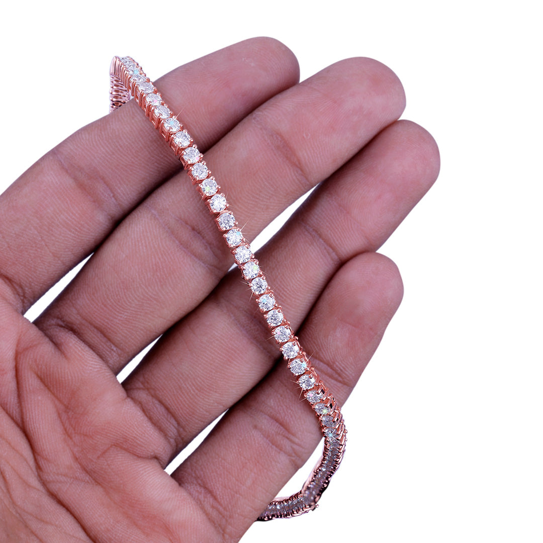 Rose Gold Round-Cut Diamond Tennis Chain-DX-CN-0100R