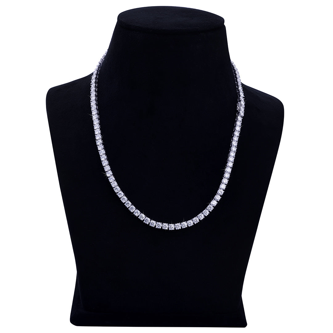 White Gold Round-Cut Diamond Tennis Chain-DX-CN-0100S