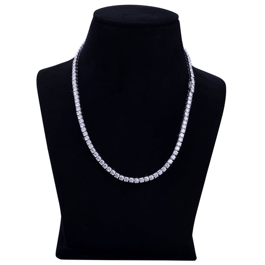 White Gold Round-Cut Diamond Tennis Chain-DX-CN-0100S Diamlux