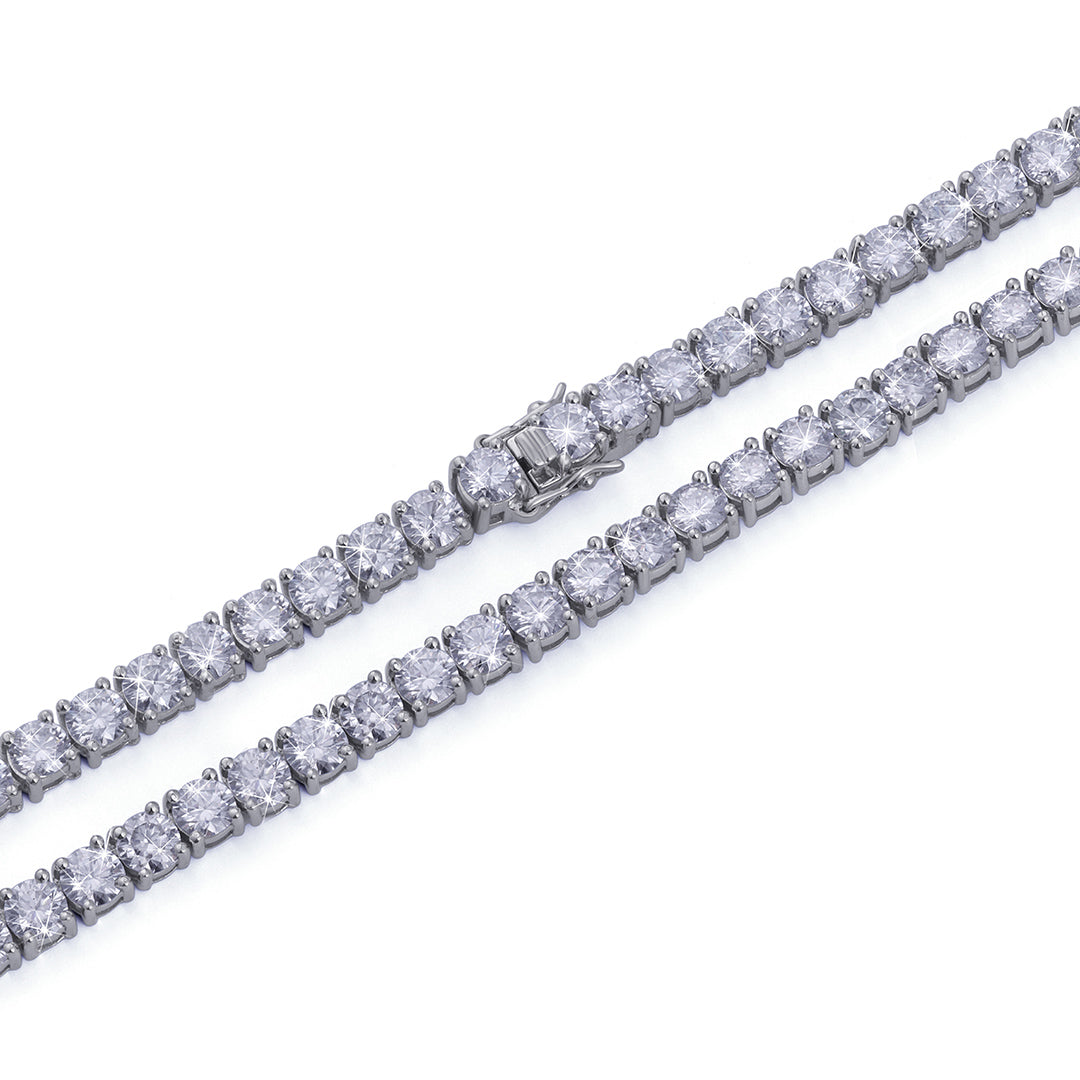 White Gold Round-Cut Diamond Tennis Chain-DX-CN-0100S