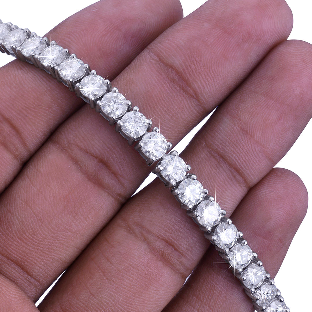 White Gold Round-Cut Diamond Tennis Chain-DX-CN-0100S