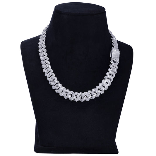 Fully Iced Zigzag Cuban Link Chain-DX-CN-0102 Diamlux