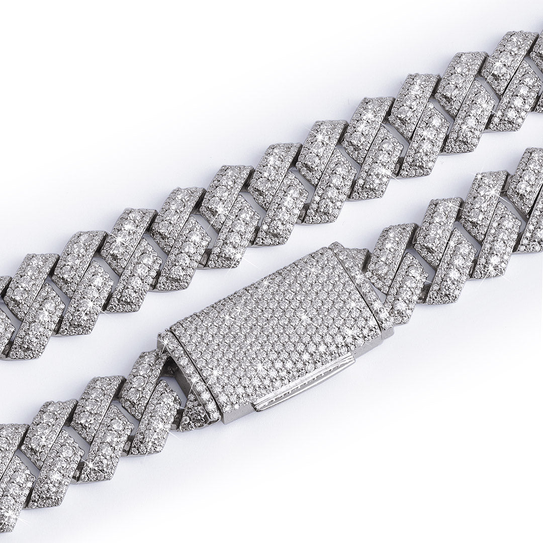 Fully Iced Zigzag Cuban Link Chain-DX-CN-0102