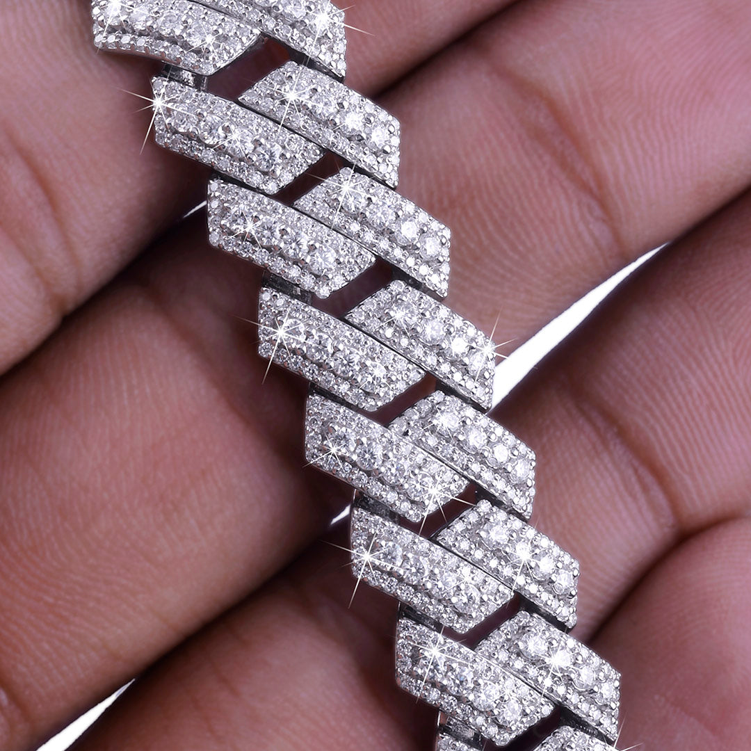 Fully Iced Zigzag Cuban Link Chain-DX-CN-0102 Diamlux