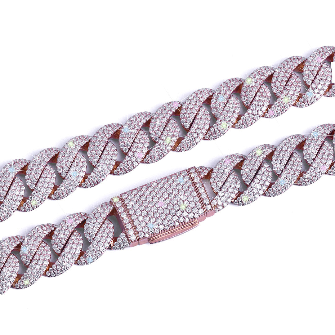 Rose Gold Iced Cuban Link Chain – Fully Flooded Bling Chain-DX-CN-0105