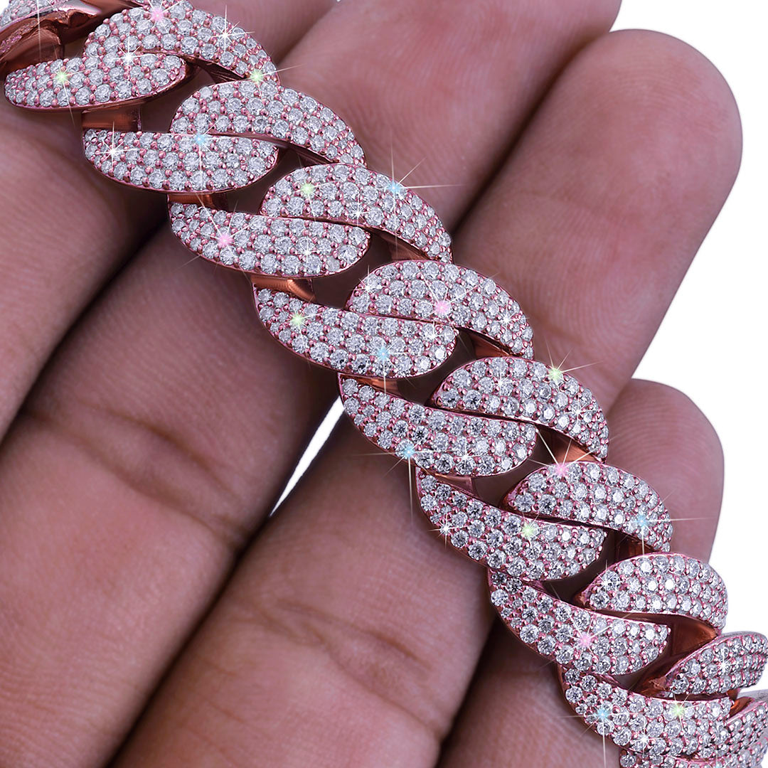 Rose Gold Iced Cuban Link Chain – Fully Flooded Bling Chain-DX-CN-0105
