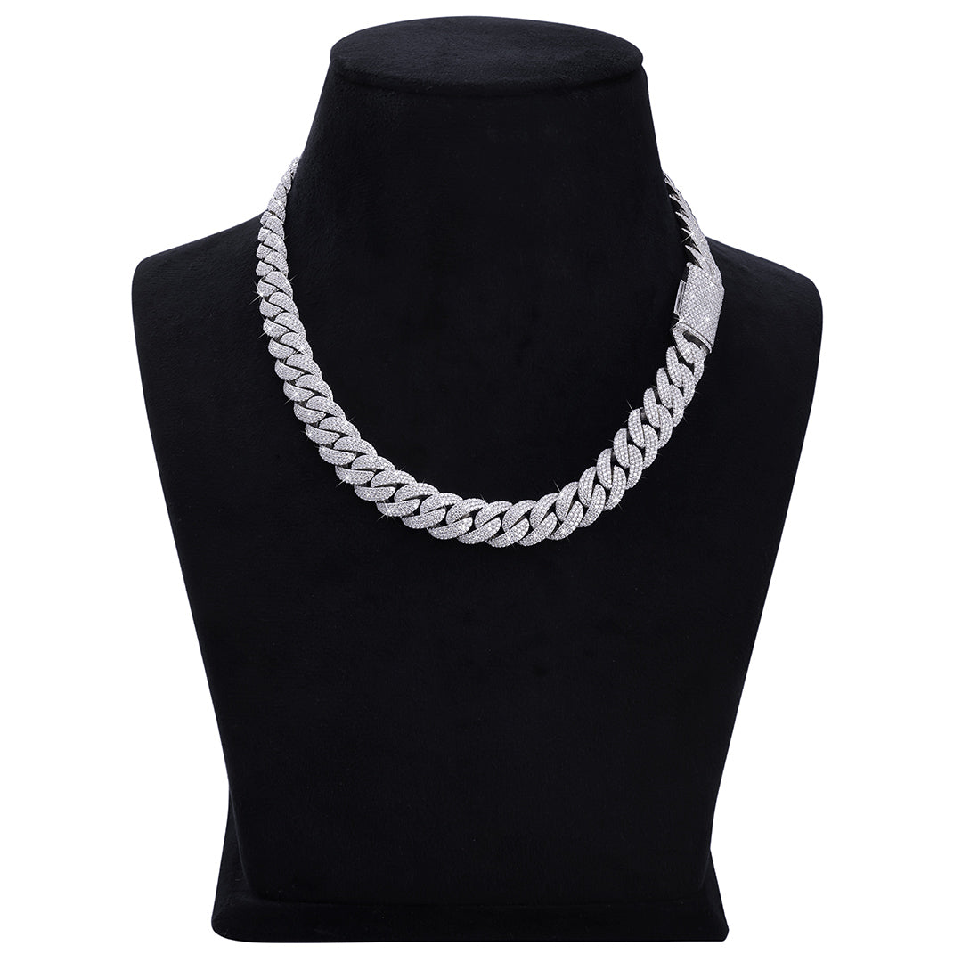 White Gold Iced Cuban Link Chain – Premium Diamond-Cut Style-DX-CN-0106