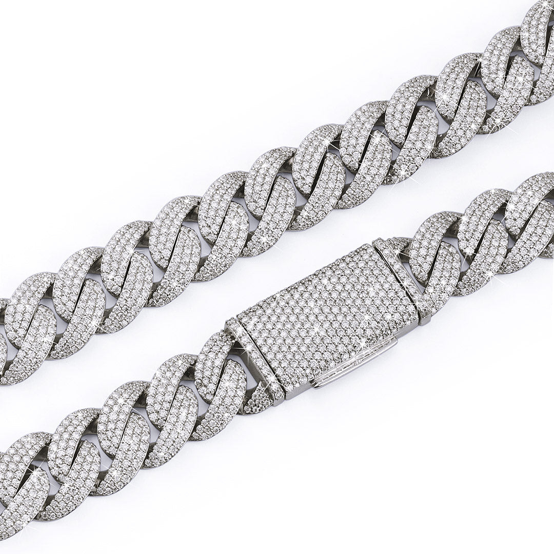 White Gold Iced Cuban Link Chain – Premium Diamond-Cut Style-DX-CN-0106