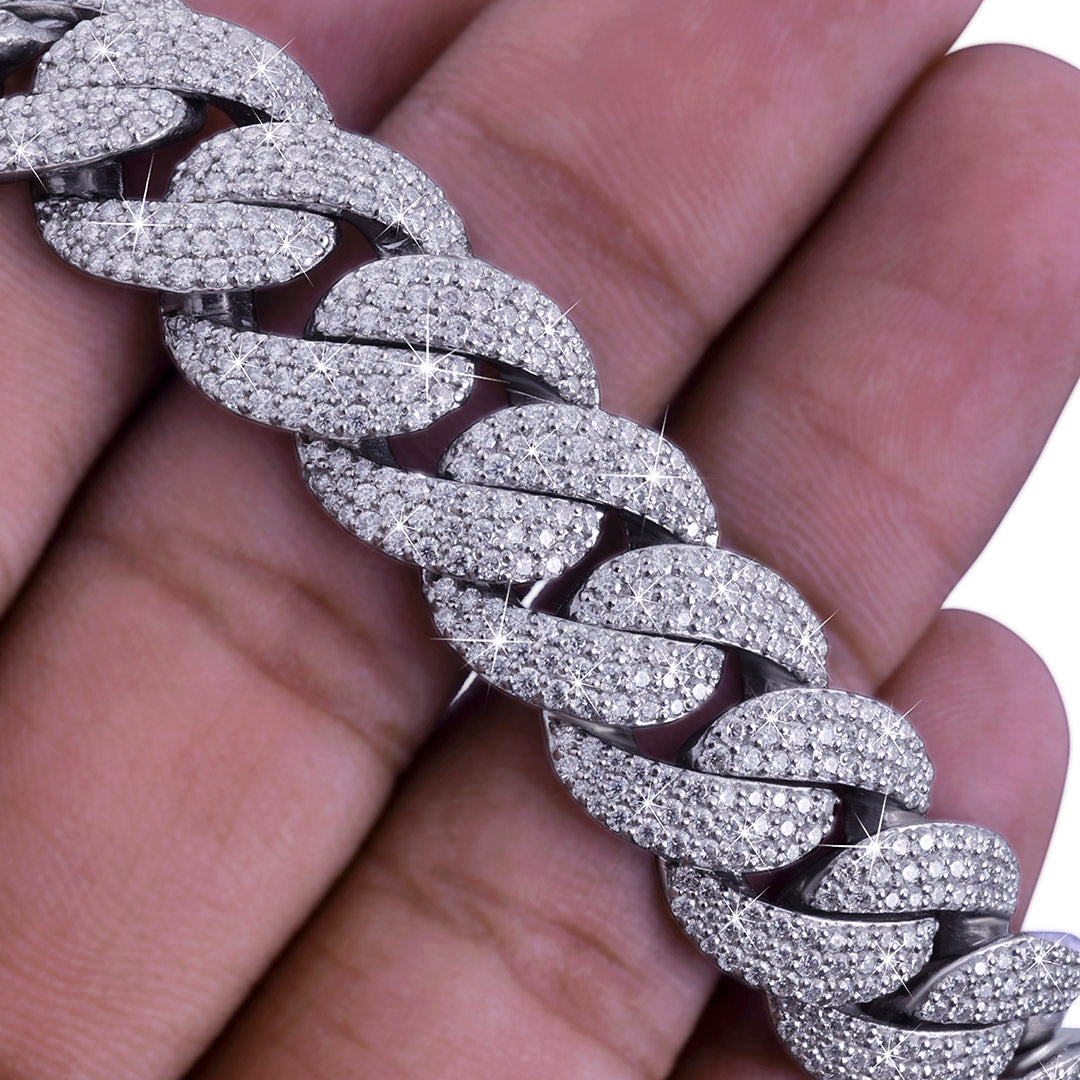 White Gold Iced Cuban Link Chain – Premium Diamond-Cut Style-DX-CN-0106
